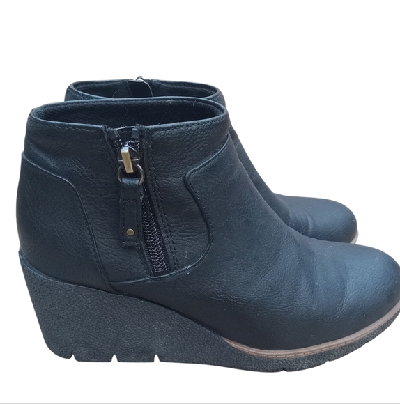 Dr. Scholl's Been There Black Women's Zip Up Bianca Wedge Ankle Boots 7.5 M - Picture 1 of 9